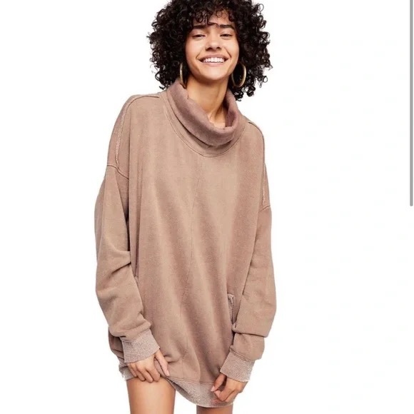 Free People Taupe Cowl Neck Sweater - Picture 1 of 9